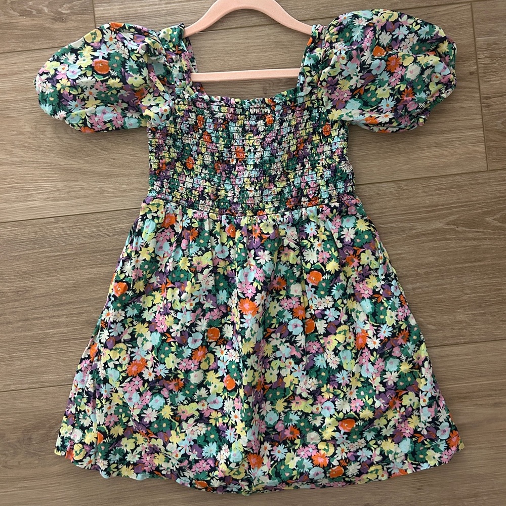 Gap girls puff sleeve cotton floral dress size small